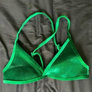 Green Velvet Hoaka Bikini Top
